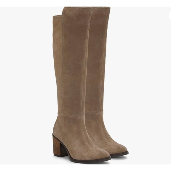NEW Lucky Brand Women's Bonnay Knee-High Suede Leather Boot Size 8M Taupe NEW - Picture 1 of 10